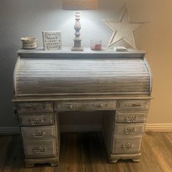 Refinished Roll Up Desk With Chair