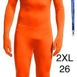 Orange Body Suit Unitard Adult 2XL / Naranjado Traje De Cuerpo Adulto 2xG