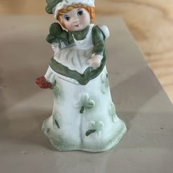 Vintage Ceramic Bell  Irish Girl Shamrock St Patrick's Ceramic Bell