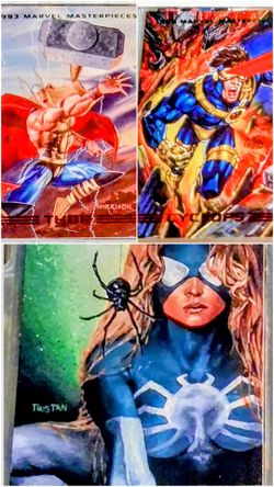 1993 Marvel Masterpieces 3 Hero Trading Cards Spider-Woman Thor Cyclops