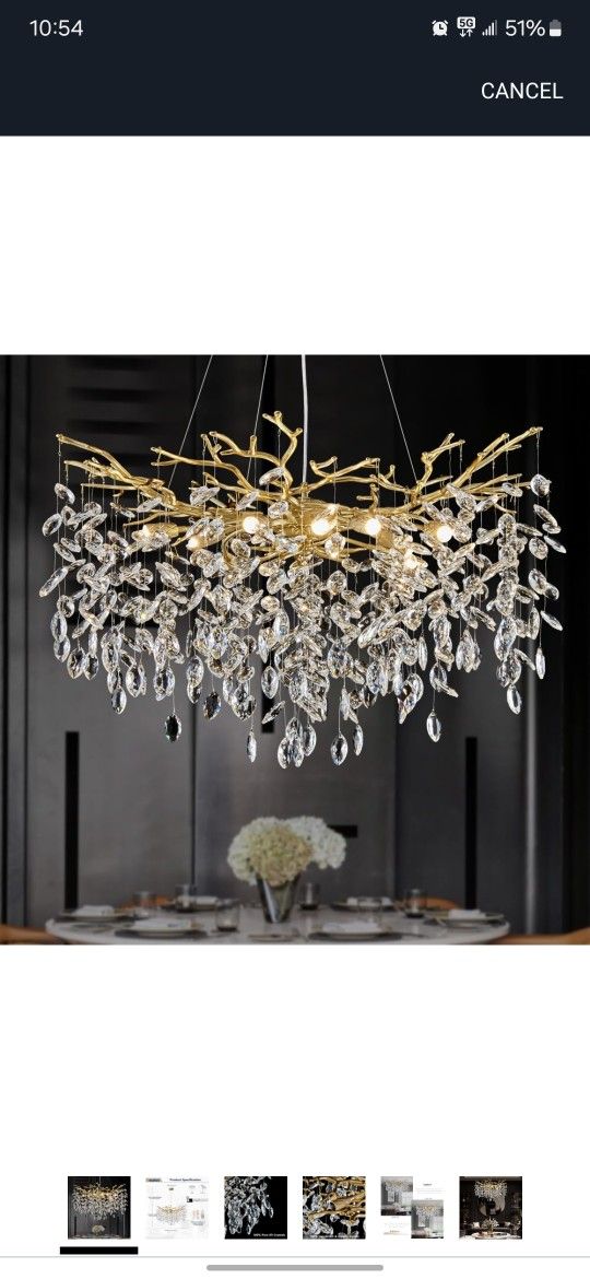 Exquisite Tree Branch Design: This tree branch crystal chandelier features a stunning nature inspired design with a luxurious Silver inish perfectly