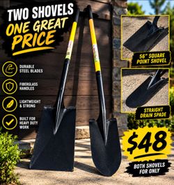 56" Square Point Shovel & Straight Drain Spade Set