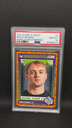 2024 Panini Score-A-Treat Rising Stars #8 Brock Bowers Pumpkin PSA 10 GEM ROOKIE