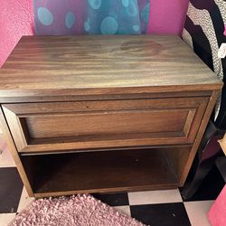 1970s Walnut Nightstand Solid Wood