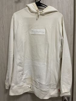SUPREME TONAL WHITE ON WHITE BOX LOGO HOODIE 