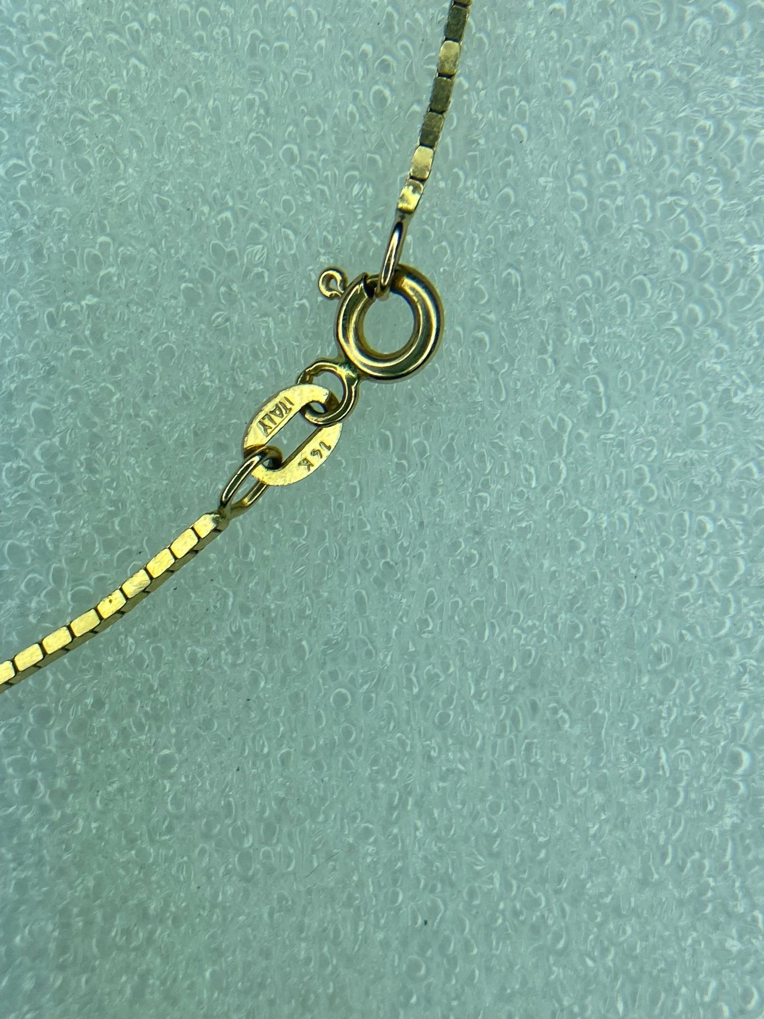 A  mazing! Gold 8” Box Chain Necklace 14 KT Italy, Beautiful