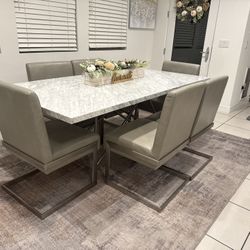 Solid Marble Dining Table And Chairs