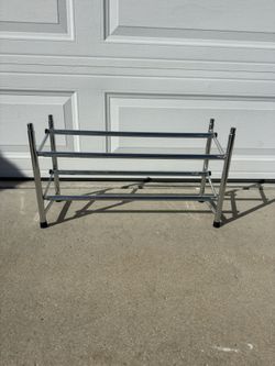 2 Tier Expandable Shoe Rack 24”-46” Wide - Silver/Chrome
