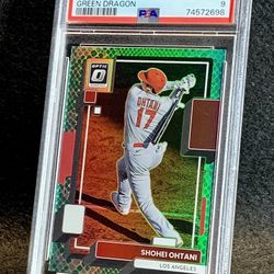 2022 Donruss Optic 🔥 Shohei Ohtani 🔥 Green Dragon Prizm /99 PSA 9 Mint 💎 Pop 2 - Los Angeles Angels