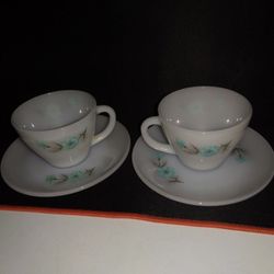 FireKing Boutonniere Cups And Saucers 