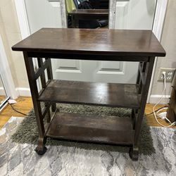 Side Table With Shelf And Wheels