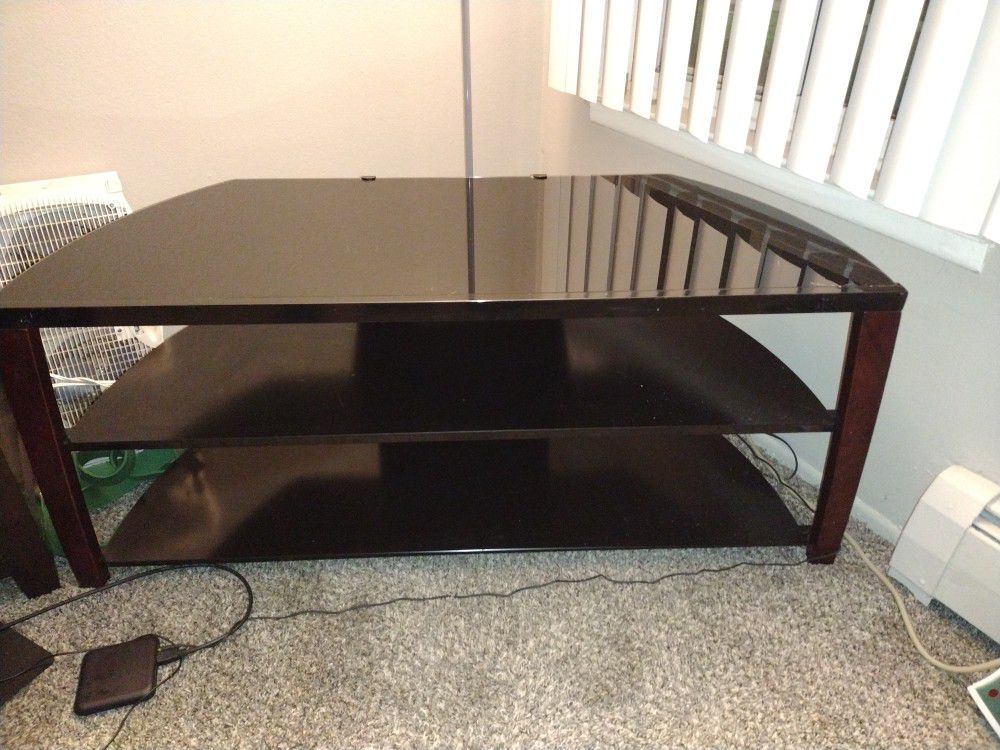 Tech Craft TV Stand Black With Brown Legs