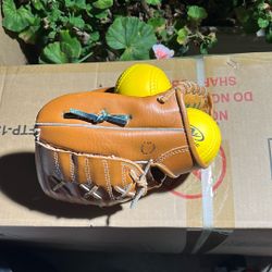 Baseball Glove And 3 Wiffle Balls