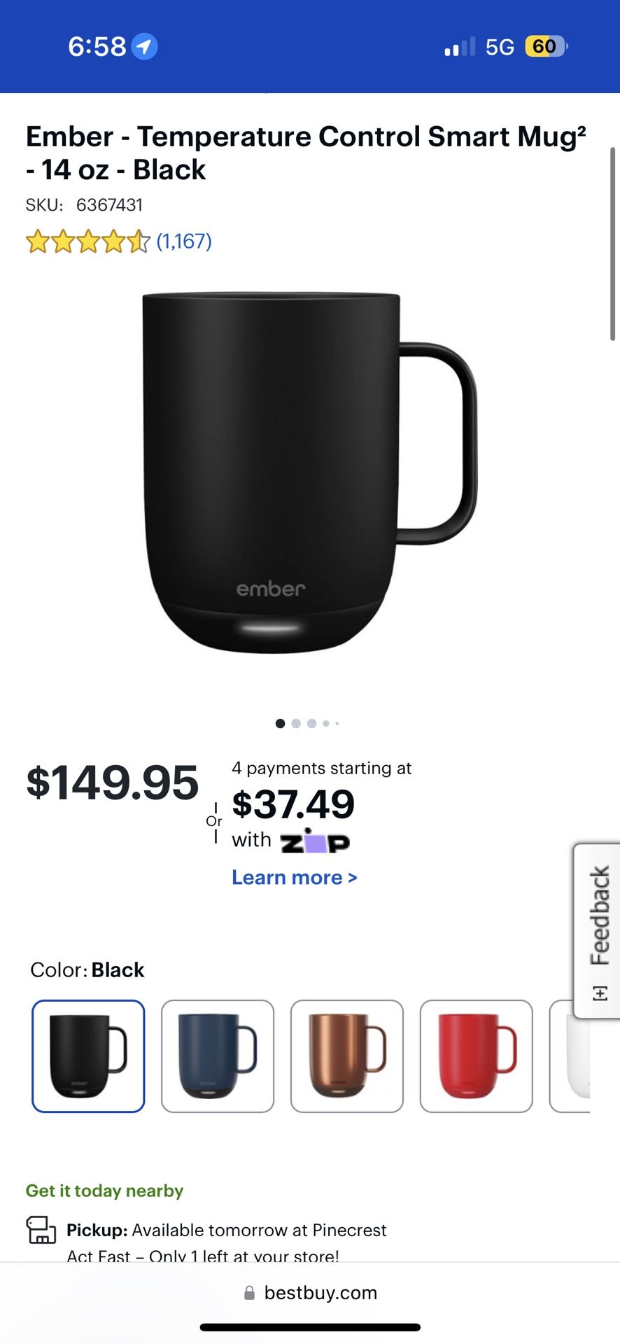 Ember Temperature Control Coffee Mug