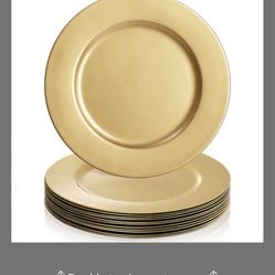 ZEAYEA 12 Pack Gold Charger Plates, 13 Inch Plastic Round Dinner Charger Plates For Wedding Party, Elegant Tabletop Decor