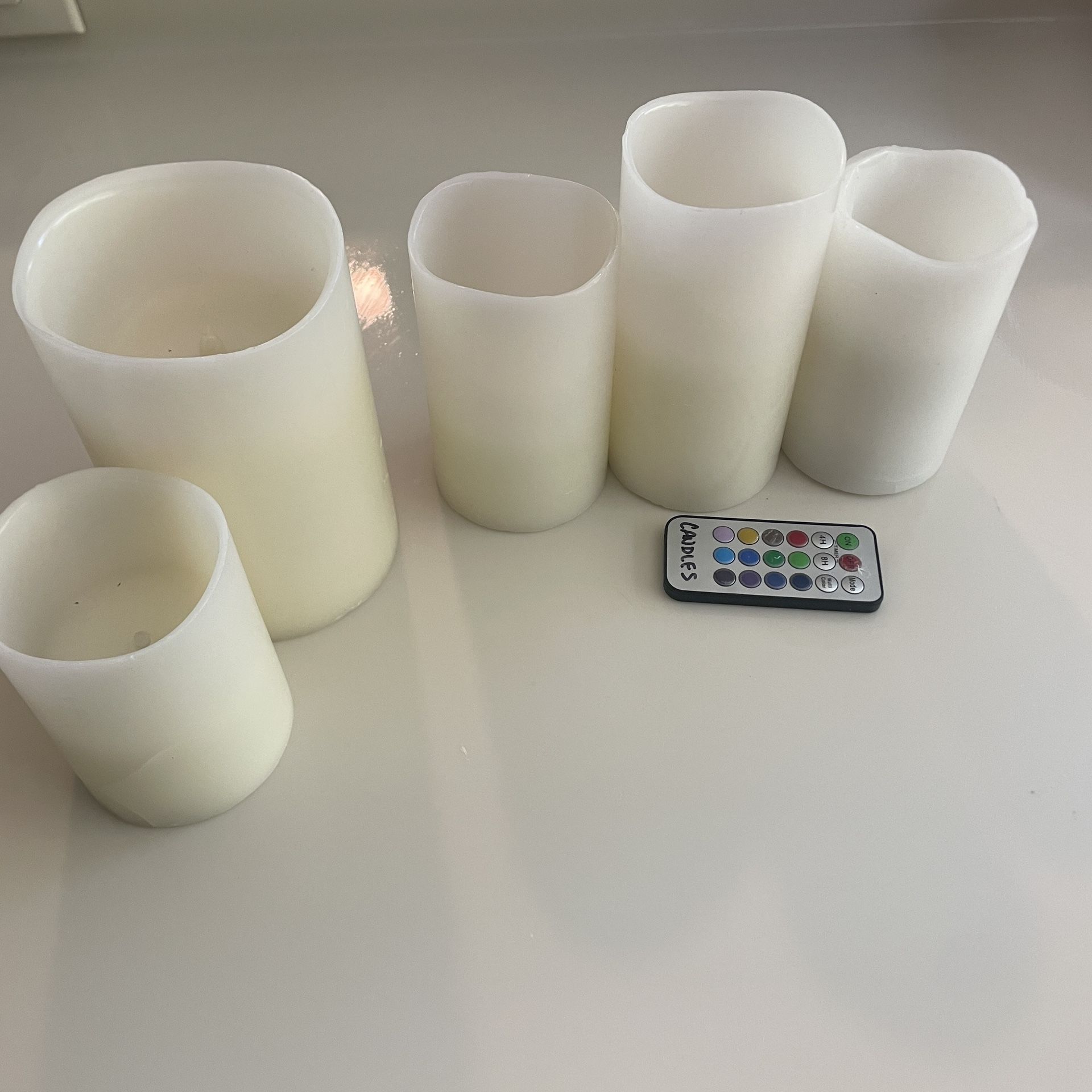 5 Flameless Battery Candles - LED Color Changing With Remote