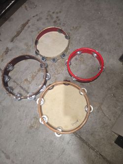 4 vintage tambourine  collection  lot