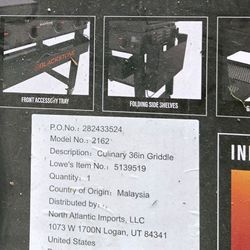 New Blackstone 36" Griddle w/ Hood (Model 2162) - In Box