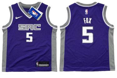 Nike Sacramento Kings #5 De’Aaron Fox Jersey Kids Boys L-7 $55 MSRP New