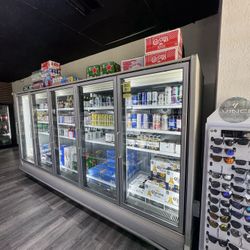 Stainless Steel Five Swing Glass Door Merchandiser Refrigerator