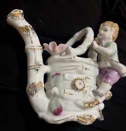 Vintage Pitcher Watering Can Boy Bone China Flower 9493 (B-4)