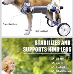 Dog Wheelchair, Adjustable Dog Wheelchair for Back Legs, Stable Dog Cart for Disabled Hind Legs, Help Small Pets with Paralyzed Hind Legs Regain Mobil
