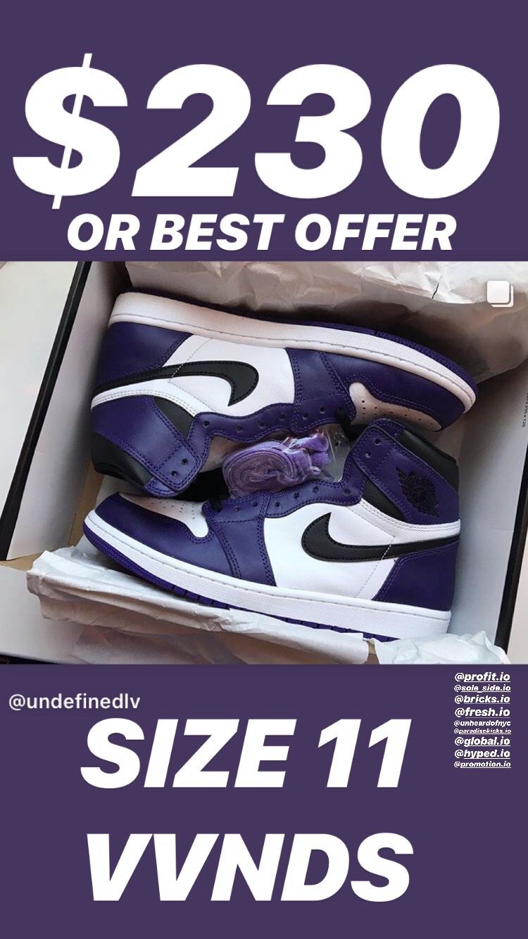 Jordan 1 Court Purple 2.0 Retro High Nike Air Sneakers