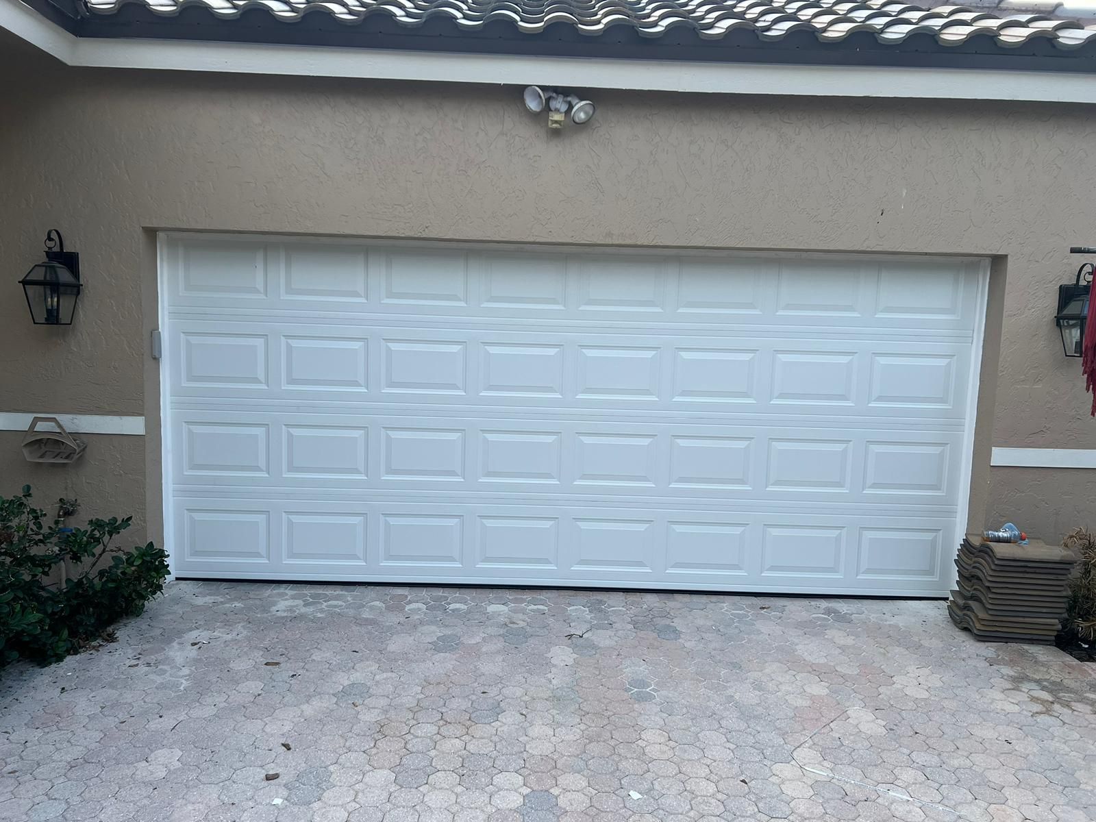 New White 2-Car Garage Door 16x7 – FREE Install + Hurricane Rated