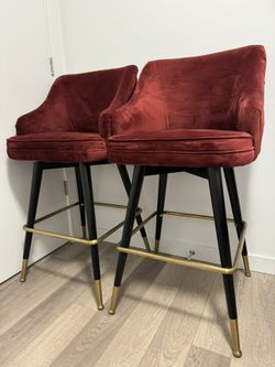 Abbyson Eva Tufted Bar Stool Burgundy