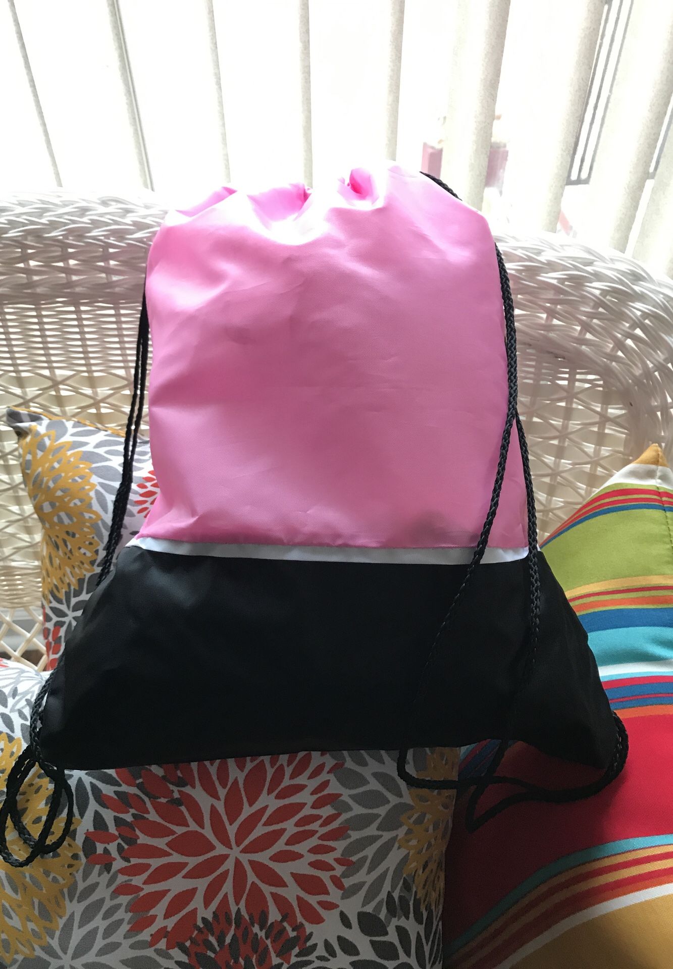 PINK & BLACK DRAWSTRING BACKPACK
