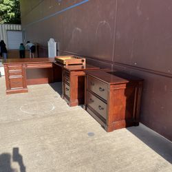 Wood Corner Desk File Cabinet & Bookcase