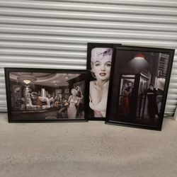 3 Black And White Marilyn Monroe And Elvis Pictures 