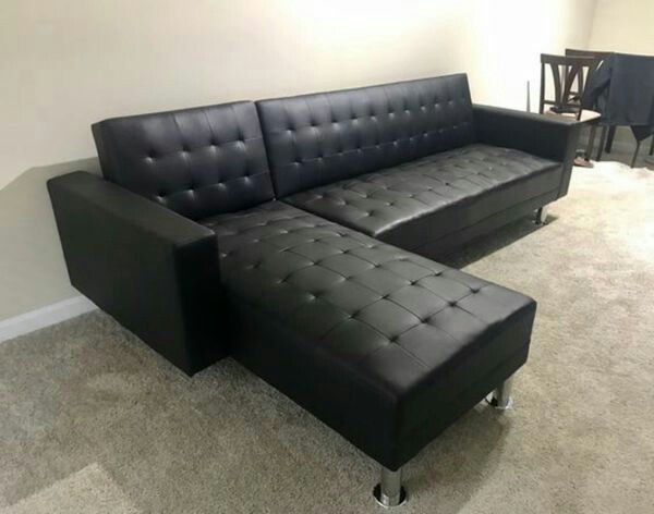 Black or white leather sectional/sofa bed