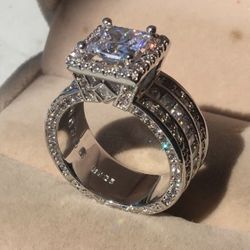 Square Cut Sterling Silver Ring 