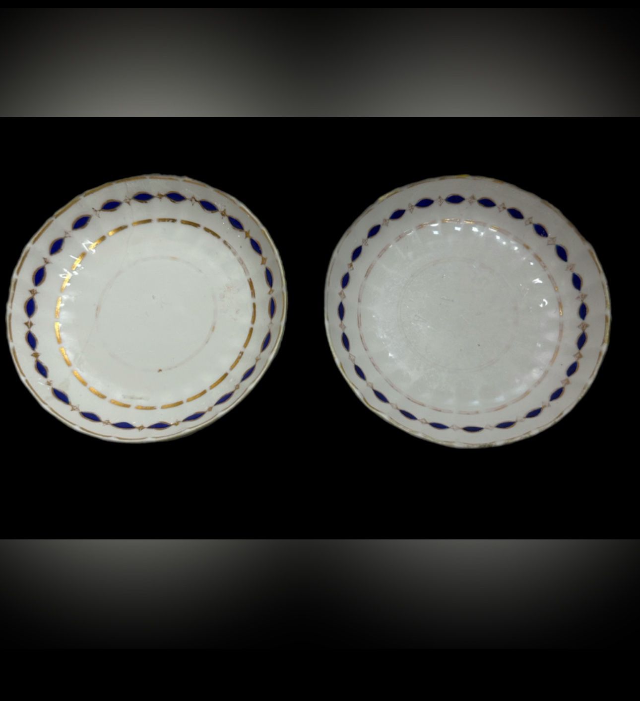 18th Century Royal Crown Derby Lot Of 2 Porcelain Saucers Late 1700s Mark