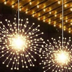 4 Pack LED Solar Starburst Sphere Lights, Firework