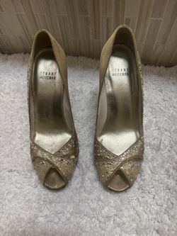 Swarovski crystal Gold Heels By Stuart Weitzman 
