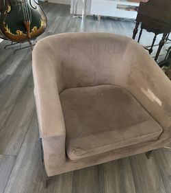 Set Of 2 - Modern Velvet Accent Chair – Gray with Chrome Legs