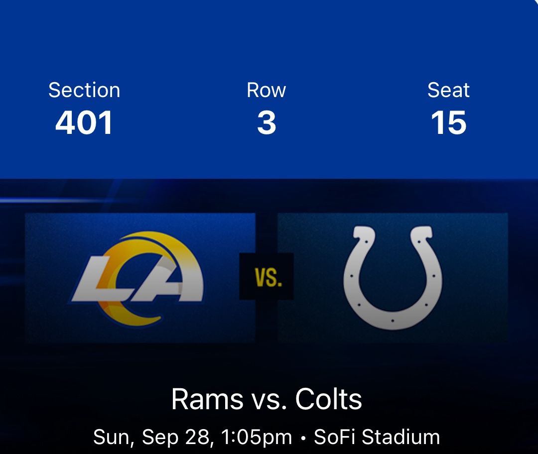 rams vs colts $300(2 tickets)