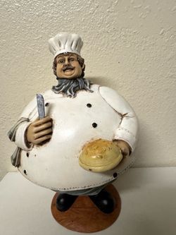 Vintage Chubby Chef Serving Bowl Flip Him At The Waist