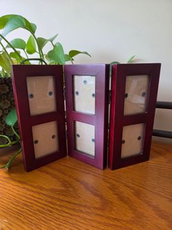 Folding Multi-Panel Photo Frame in Deep Cherry Red by Fetco - Holds 6 Photos