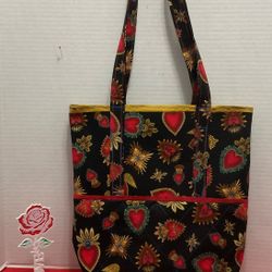  LITTLE QUEEN OF HEARTS BROOCHES PINS QUILTED HANDMADE SHOULDER TOTE BAG