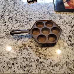 Cast-iron Dutch Pancake Pan Marked 4 Aebleskiver 