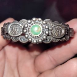 Vintage Fred Harvey Era Navajo Native Silver And Turquoise Cuff Bracelet 