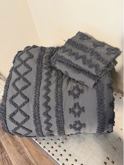 Bedsure Tufted Boho Comforter Set King -Dark Grey