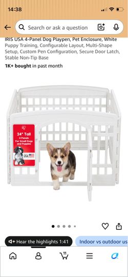 IRIS USA 4-Panel Dog Playpen, White