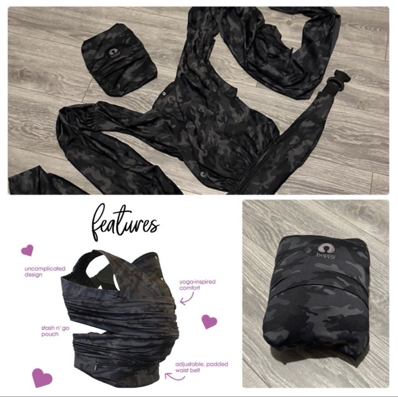 Boppy Baby Carrier - Black/Gray Camo ‼️$30 FIRM‼️