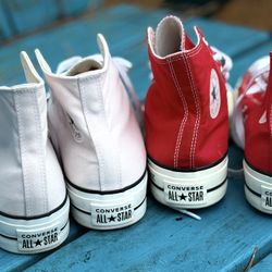 Red and Pink Platform Converse (Women’s 9) Sold Together 