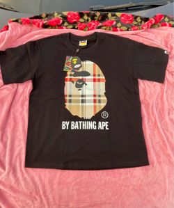Bape Black Tee Plaid beige Ape