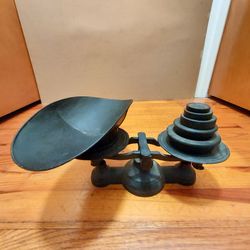 Antique Cast Iron Balance Scale with Weights